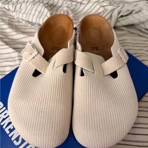 Birkenstock corduroy antique White Clogs